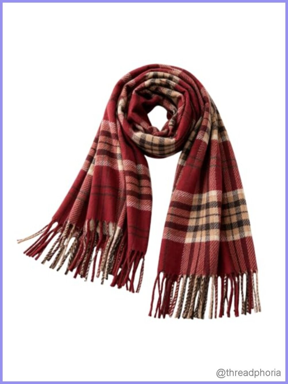 Classic Plaid Tassel Fringe Scarf Shawl Wrap Blanket Scarf for Women